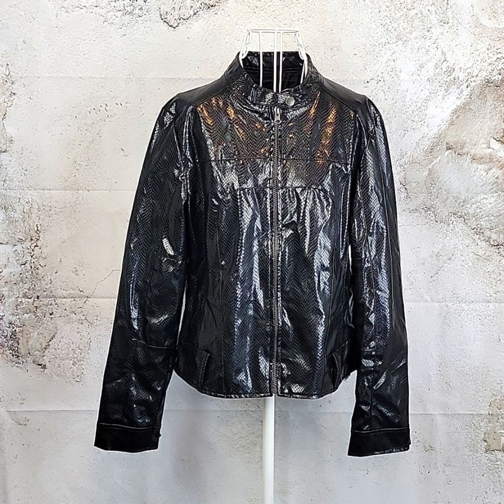 Lipstick faux snakeskin pu jacket Women's Size L (runs small)